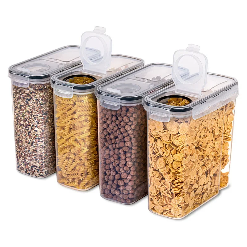 2Liter Airtight Cereal Storage Container Moistureproof Transparent Sealed Tank