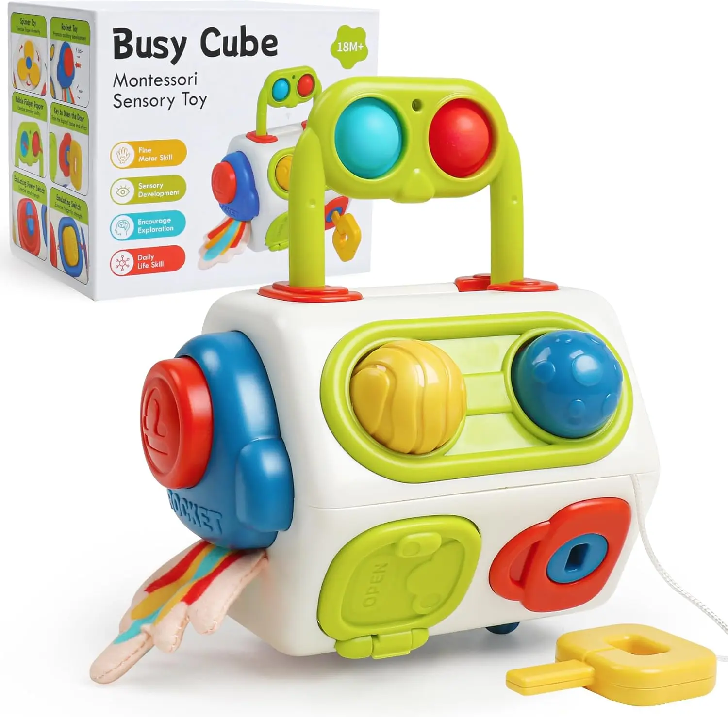 Montessori Busy Cube Toys for Toddler Sensory Activities Busy Board Early Educational